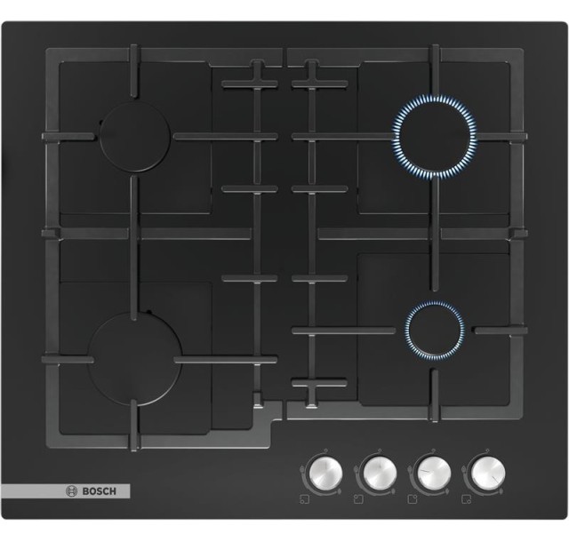 Варильна поверхня Bosch  газова на склі, 60см, чавун, чорний