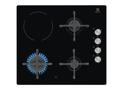 Варильна поверхня Electrolux комбінована (3 газ + 1 стеклокерам.), 60см, чавун, чорний