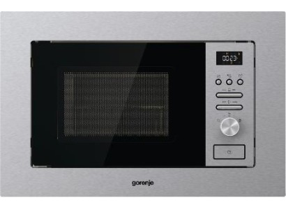 Мікрохвильова піч Gorenje вбудовувана, 20л, міх. управл., 800Вт, гриль, дисплей, інвертор, нерж