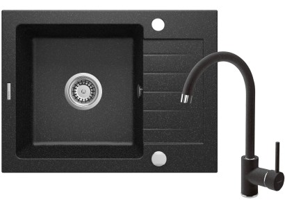 Набір для кухні Deante Zorba, гранітна мийка ZQZ_211A + зміш. BEN_262M, графіт-хром
