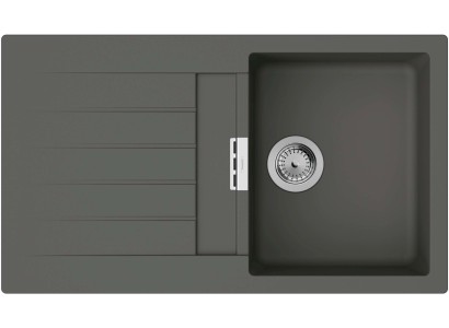 Мийка кухонна Hansgrohe S52, граніт, прямокутник, з крилом, 840х480х190мм, чаша - 1, врізна, S520-F345, сірий камінь