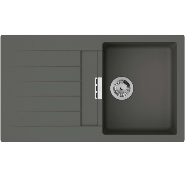 Мийка кухонна Hansgrohe S52, граніт, прямокутник, з крилом, 840х480х190мм, чаша - 1, врізна, S520-F345, сірий камінь