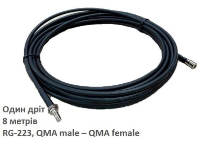 Антенний кабель 2E для антени Alientech, QMA male – QMA female, RG-223, 8м