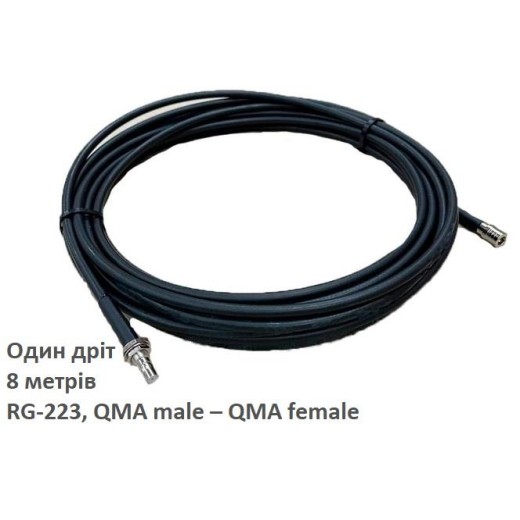 Антенний кабель 2E для антени Alientech, QMA male – QMA female, RG-223, 8м