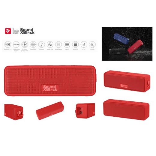 Акустична система 2E SoundXBlock TWS, MP3, Wireless, Waterproof Red