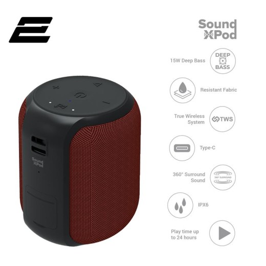 Акустична система 2E SoundXPod TWS, MP3, Wireless, Waterproof Red