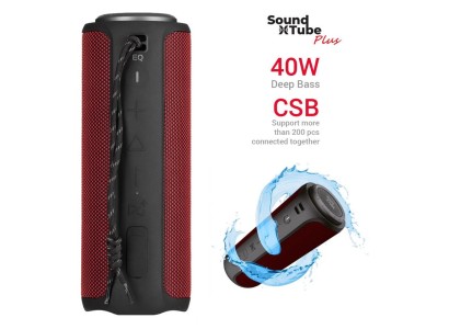 Акустична система 2E SoundXTube Plus TWS, MP3, Wireless, Waterproof Red