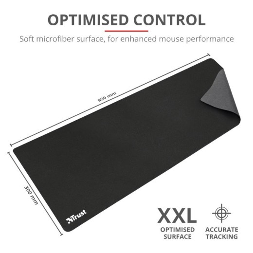 Ігрова поверхня TRUST Mouse Pad XXL (930х300х3мм), Чорний