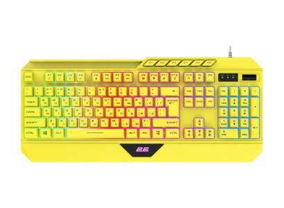 Клавіатура мембранна 2E GAMING KG315 110key, USB-A, EN/UA, RGB, жовтий