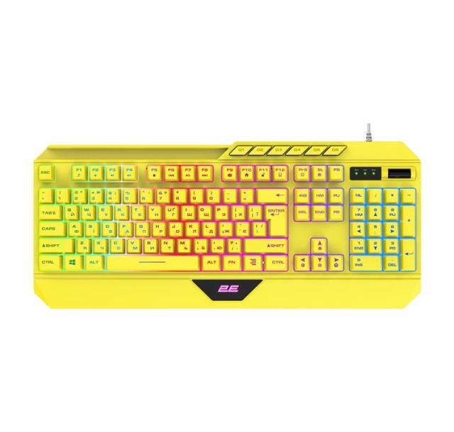 Клавіатура мембранна 2E GAMING KG315 110key, USB-A, EN/UA, RGB, жовтий