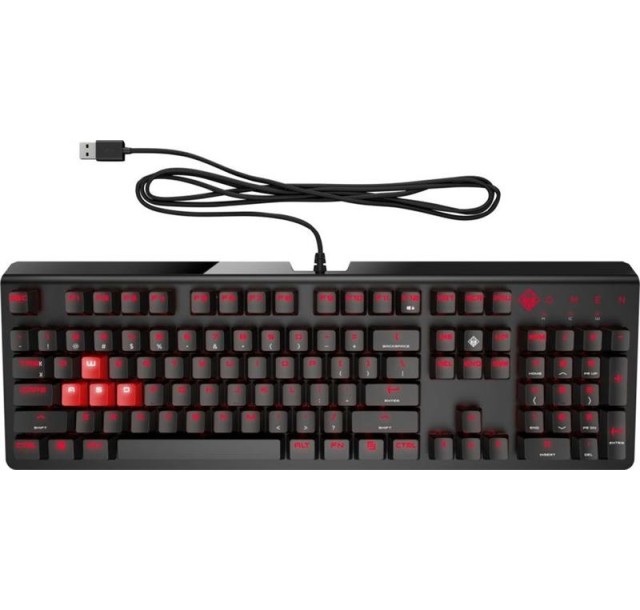 Клавіатура механічна HP OMEN Encoder, 104key, Cherry MX Brown, USB-A, EN/RU, LED, чорний