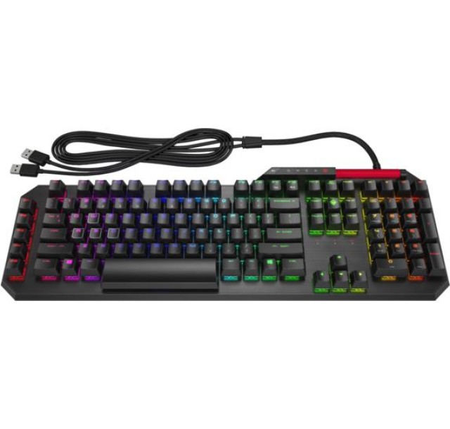 Клавіатура механічна НР OMEN Gaming Sequencer, 115key, LK Optical Blue, USB-A, EN/RU, RGB, чорний