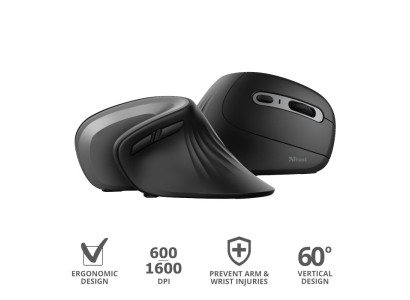 Миша Trust Verro Ergonomic, WL, Чорний