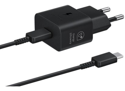 Зарядний пристрій мережевий Samsung 25Вт USB-С, кабель USB-C > USB-C, 1м, чорний