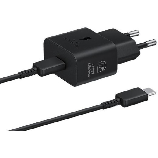 Зарядний пристрій мережевий Samsung 25Вт USB-С, кабель USB-C > USB-C, 1м, чорний