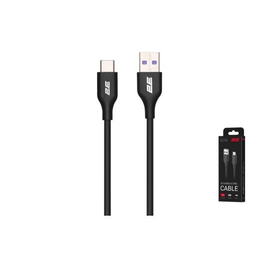 Кабель заряджання/синхронізації 2E USB-A > USB-C, 1м, Glow, чорний