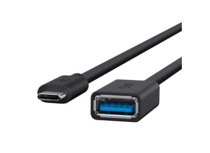 Кабель заряджання/синхронізації Belkin USB-C > USB-AF, 0.14м, чорний