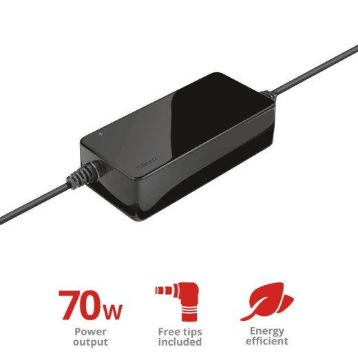 Адаптер живлення Trust Primo 70W-19V Universal Laptop Charger, Чорний