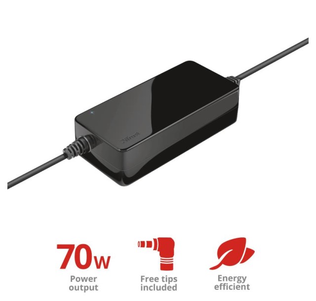 Адаптер живлення Trust Primo 70W-19V Universal Laptop Charger, Чорний