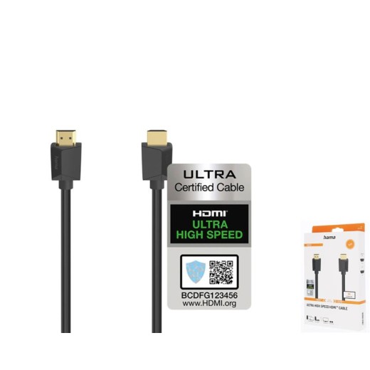 Кабель Hama HDMI (AM/AM), 8K, gold, 2m, чорний