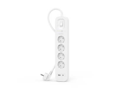 Подовжувач-фільтр мережевий Belkin 4хТип F, 3x1.5мм кв, 16А, USB-A/USB-C 18Вт, з захистом від перенапруги, 2м, білий