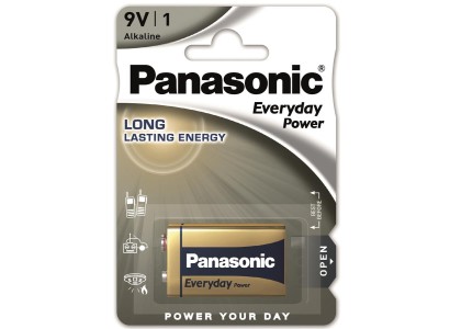 Батарейка Panasonic EVERYDAY POWER лужна 6LR61(6LF22, MN1604, MX1604, Крона) блістер, 1 шт.