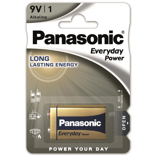 Батарейка Panasonic EVERYDAY POWER лужна 6LR61(6LF22, MN1604, MX1604, Крона) блістер, 1 шт.