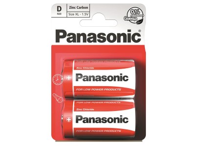 Батарейка Panasonic RED ZINC вугільно-цинкова D(R20) блістер, 2 шт.