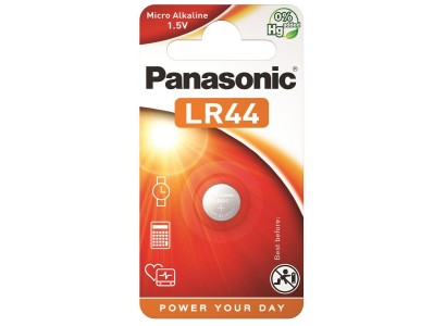 Батарейка Panasonic лужна LR44(A76, AG13, G13A, PX76, GP76A, RW82) блістер, 1 шт.