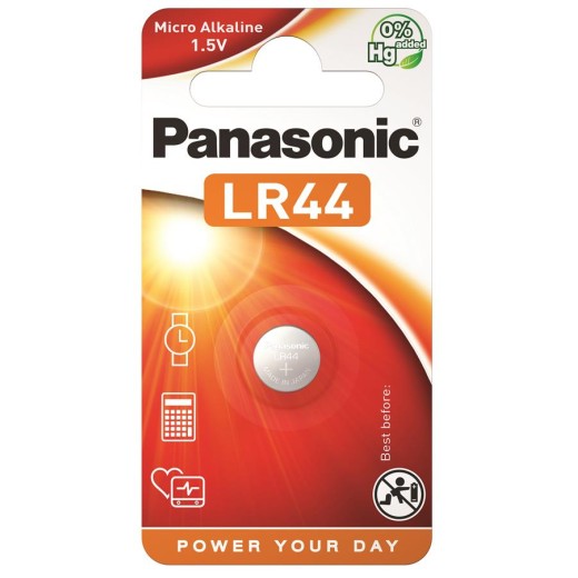 Батарейка Panasonic лужна LR44(A76, AG13, G13A, PX76, GP76A, RW82) блістер, 1 шт.