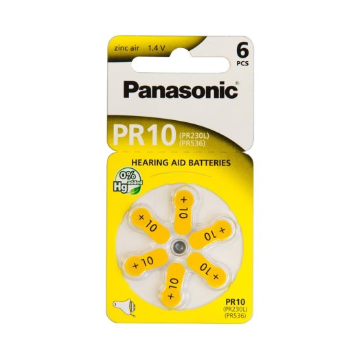 Батарейка Panasonic повітряно-цинкова PR230(10A, AC230E/EZ, ZA10, PR70, DA10) блістер, 6 шт.