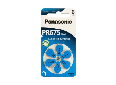 Батарейка Panasonic повітряно-цинкова PR675H(675A, AC675E/EZ, ZA675, DA675), блістер, 6 шт