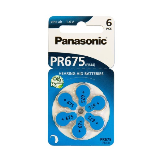 Батарейка Panasonic повітряно-цинкова PR675H(675A, AC675E/EZ, ZA675, DA675), блістер, 6 шт