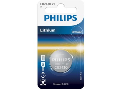 Батарейка Philips   літієва CR2430  блістер, 1 шт