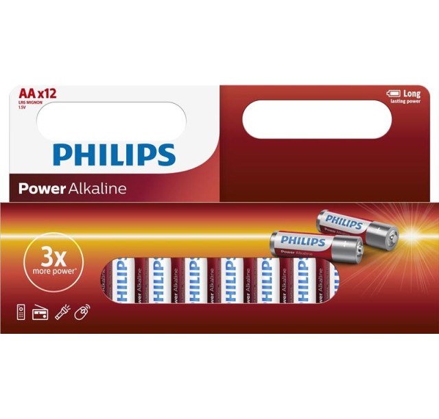 Батарейка Philips Power Alkaline AA лужна блістер, 12 шт