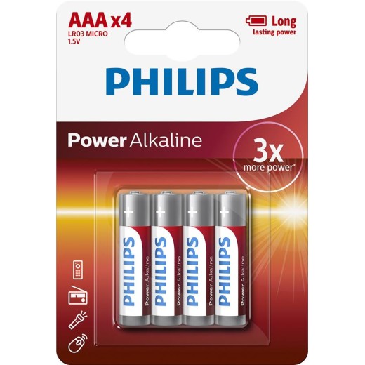 Батарейка Philips Power Alkaline AAA лужна блістер, 4 шт