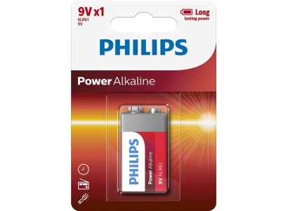 Батарейка Philips Power Alkaline лужна 6LR61 (6LF22, MN1604, MX1604, Крона) блістер, 1 шт