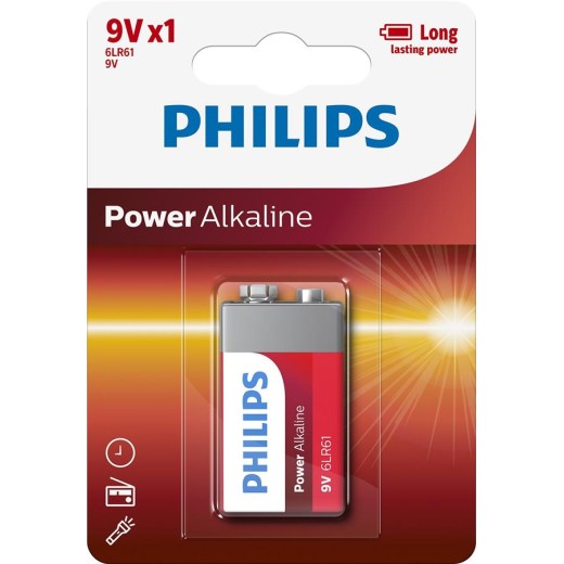 Батарейка Philips Power Alkaline лужна 6LR61 (6LF22, MN1604, MX1604, Крона) блістер, 1 шт