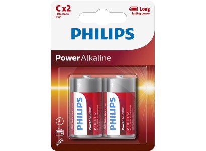 Батарейка Philips Power Alkaline лужна C(LR14) блістер, 2 шт