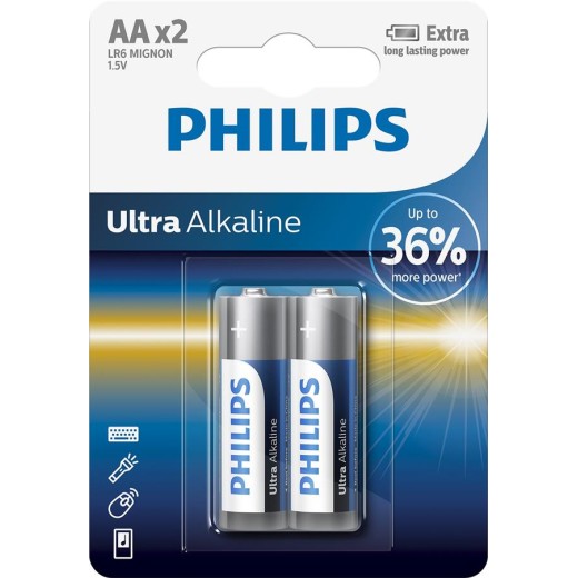 Батарейка Philips Ultra Alkaline лужна AA блістер, 2 шт