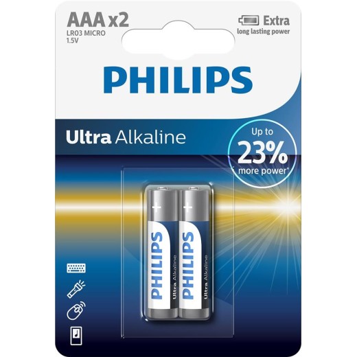 Батарейка Philips Ultra Alkaline лужна AAA блістер, 2 шт