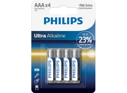 Батарейка Philips Ultra Alkaline лужна AAA блістер, 4 шт