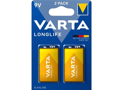 Батарейка Varta Longlife лужна 6LR61(6LF22, MN1604, MX1604, Крона) блістер, 2 шт