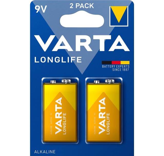 Батарейка Varta Longlife лужна 6LR61(6LF22, MN1604, MX1604, Крона) блістер, 2 шт