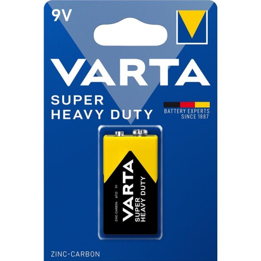 Батарейка Varta Super Heavy Duty вугільно-цинкова 6F22 (6LR61, MN1604, MX1604 ,Крона)  блістер, 1 шт