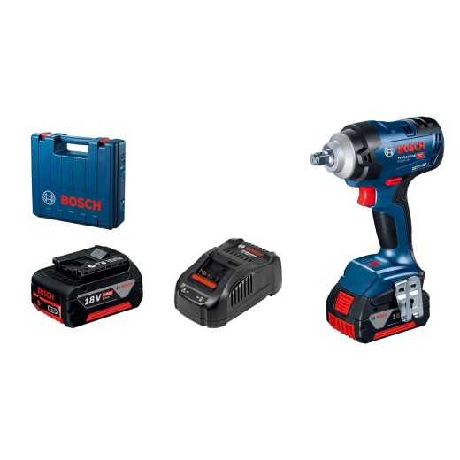 Гайковерт ударний Bosch GDS 18V-400, 18В, АКБ 2х5Аг, 2500об/хв, 400Нм, кейс, 1.87кг