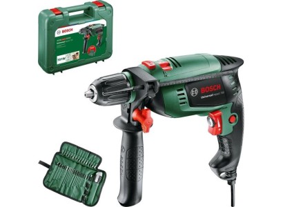 Дриль ударний Bosch UniversalImpact 700 + 39 шт, 700Вт, 3000 об/хв, ШЗП, 1.7кг, 39 насадок, кейс