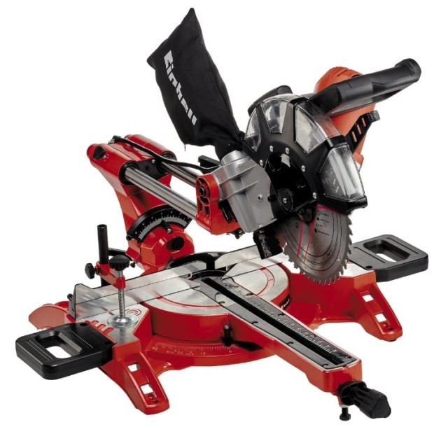 Пила торцовочна Einhell TC-SM 2534/1 Dual, з протяжкою,  2100Вт, диск 250мм, лазер, 14.3кг