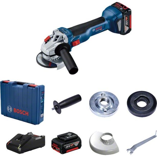 Шліфмашина кутова акумуляторна Bosch 18V-10, 125 мм, 18В 2x5.0 Аг, 9000об/хв, L-BOXX 136, 0.89кг