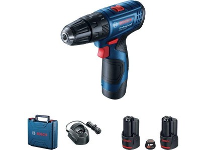 Шурупокрут-дриль акумуляторний Bosch GSB 120-Li, 12В 2*2 Аг, 11/28Нм, 400/1300об/хв, ЗП, кейс, 0.89 кг